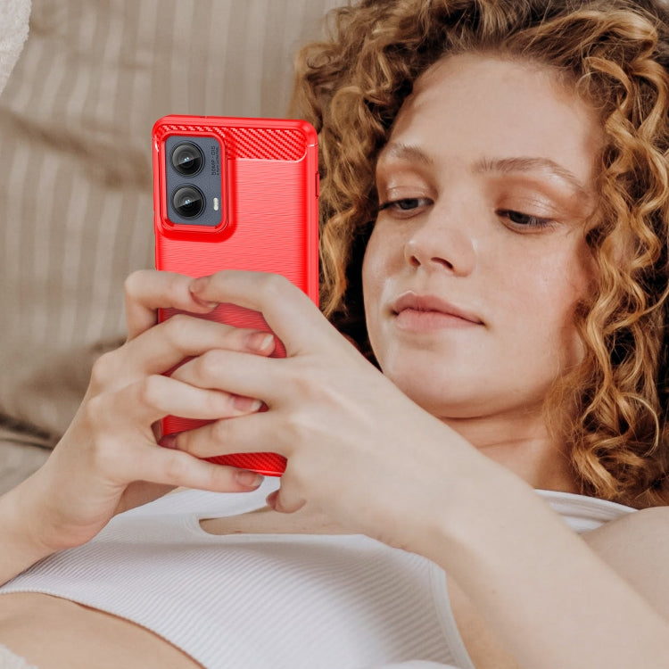 For Motorola Edge 2024 Carbon Fiber Brushed Texture TPU Phone Case(Red) by buy2fix