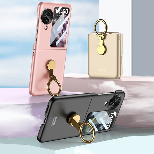 For OPPO Find N3 Flip GKK Ultra-thin Triaxial Ring Holder PC Phone Case(Gold) by GKK