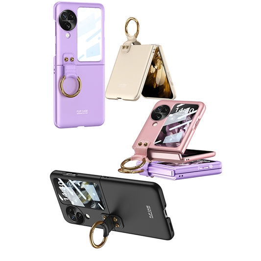 For OPPO Find N3 Flip GKK Integrated Ultra-thin Full Coverage Phone Case with Ring Holder(Pink) by GKK