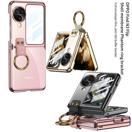 For OPPO Find N3 Flip GKK Electroplating Phone Case with Ring(Black) by GKK