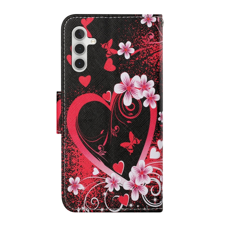 For Samsung Galaxy S24 5G Colored Drawing Pattern Leather Phone Case(Red Heart) - Galaxy S24 5G Cases by buy2fix | Online Shopping UK | buy2fix