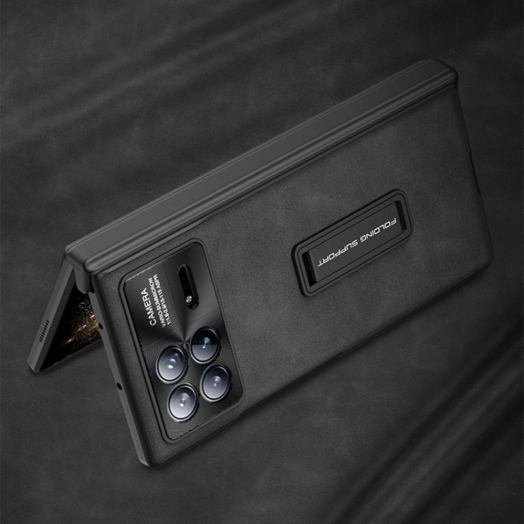 For Xiaomi Mix Fold 3 GKK Integrated Frosted Fold Hinge Leather Phone Case with Holder(Grey) by GKK