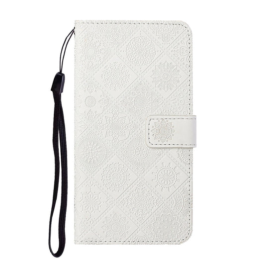 For Google Pixel 9 / 9 Pro Ethnic Style Embossed Pattern Leather Phone Case(White) by buy2fix
