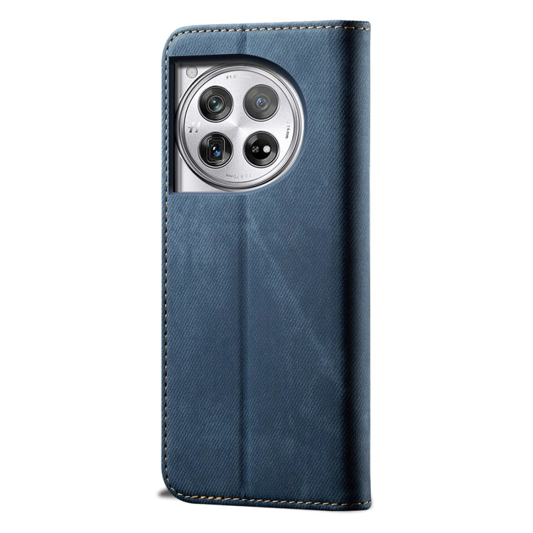 For OnePlus 12 Denim Texture Casual Style Horizontal Flip Leather Case(Blue) - OnePlus Cases by buy2fix | Online Shopping UK | buy2fix