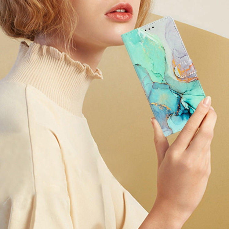 For Ulefone Note 14 Colored Drawing Leather Phone Case(Green Marble) by buy2fix