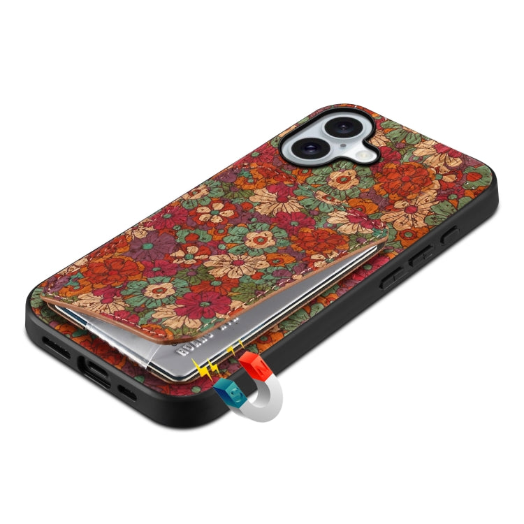 For iPhone 16 Plus Dual Card Slot Holder Phone Case(Summer Red) by buy2fix