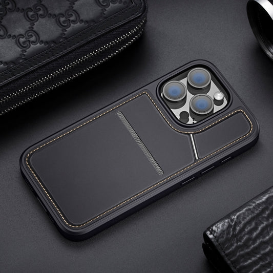 For iPhone 16 Pro Max DUX DUCIS Rafi II Series MagSafe Magnetic Holder RFID Phone Case(Black) by DUX DUCIS