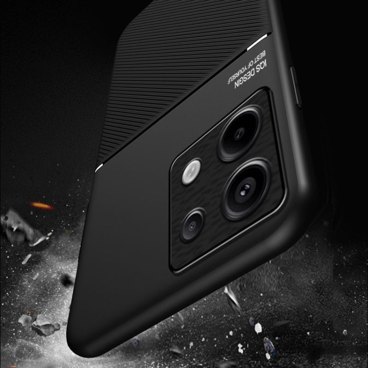 For Xiaomi Redmi Note 13 5G Classic Tilt Strip Grain Magnetic Shockproof PC + TPU Phone Case(Black) - Xiaomi Cases by buy2fix | Online Shopping UK | buy2fix