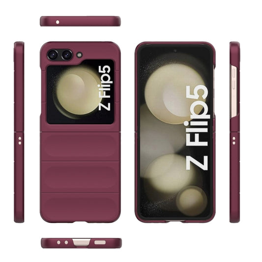 For Samsung Galaxy Z Flip5 5G Magic Shield Fold PC Shockproof Phone Case(Wine Red) by buy2fix