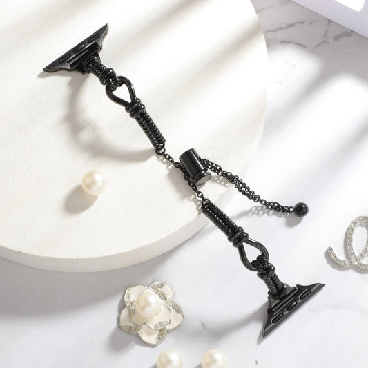 For Apple Watch SE 2023 44mm Twist Metal Bracelet Chain Watch Band(Black) by buy2fix