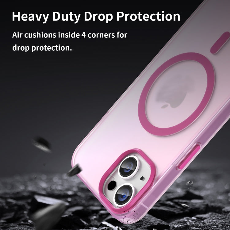 For iPhone 14 MagSafe Frosted Translucent TPU + PC Full Coverage Phone Case(Pink) by buy2fix