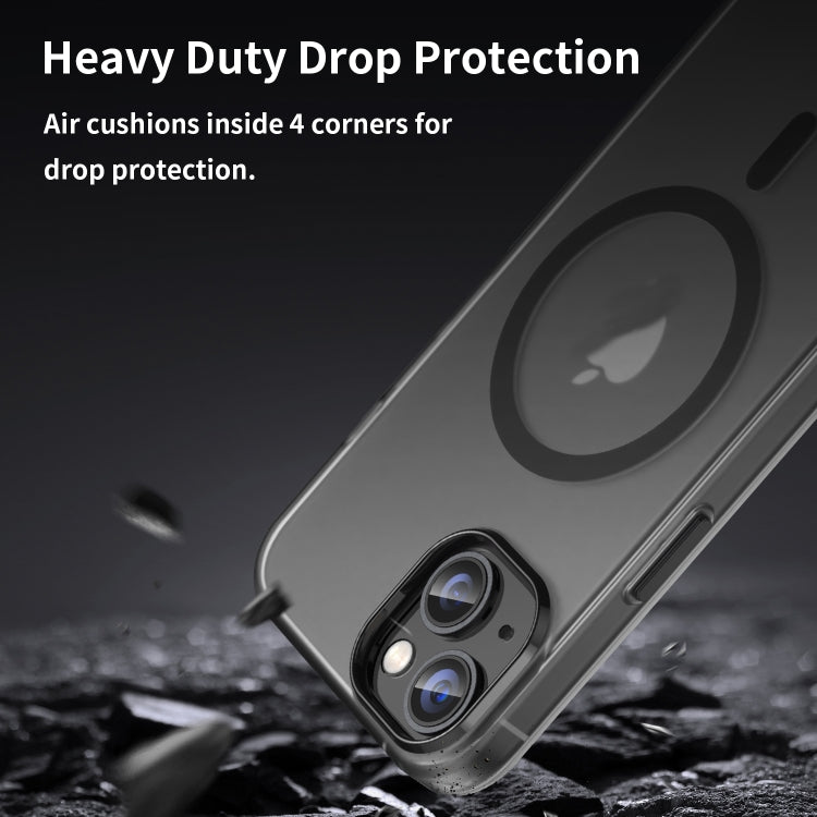 For iPhone 16 Plus MagSafe Frosted Translucent TPU + PC Full Coverage Phone Case(Black) by buy2fix