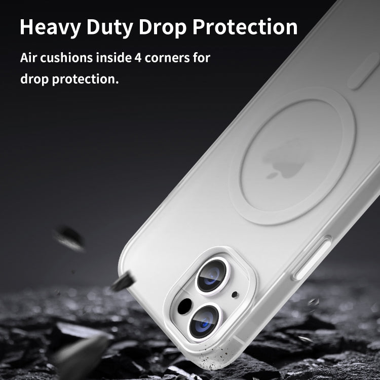 For iPhone 16 Plus MagSafe Frosted Translucent TPU + PC Full Coverage Phone Case(White) by buy2fix