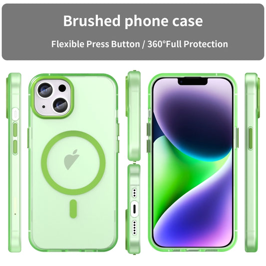 For iPhone 16 Plus MagSafe Frosted Translucent TPU + PC Full Coverage Phone Case(Green) by buy2fix