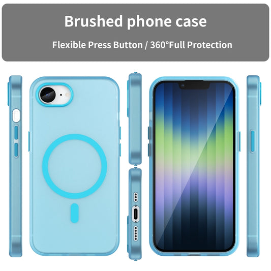 For iPhone 16e MagSafe Frosted Translucent TPU + PC Full Coverage Phone Case(Blue) by buy2fix
