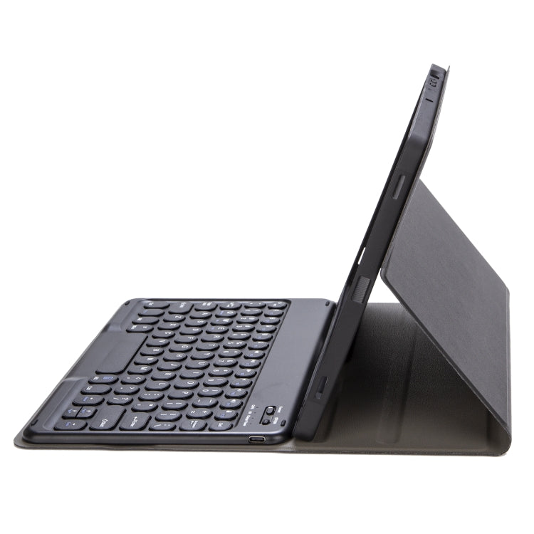 For Samsung Galaxy Tab S10 FE / S9 FE / S9 Candy Color TPU Round Keycap Bluetooth Keyboard Leather Case with Pen Slot(Black) - Samsung Keyboard by buy2fix | Online Shopping UK | buy2fix