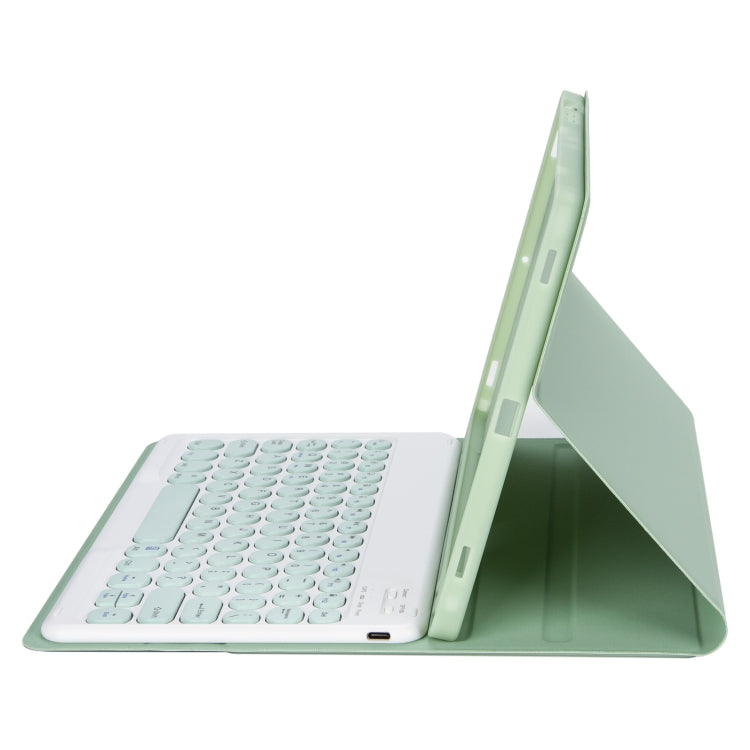 For Samsung Galaxy Tab S10 FE / S9 FE / S9 Candy Color TPU Round Keycap Bluetooth Keyboard Leather Case with Pen Slot(Light Green) - Samsung Keyboard by buy2fix | Online Shopping UK | buy2fix