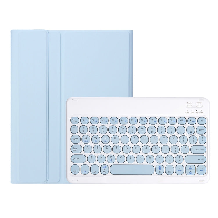 For Samsung Galaxy Tab S10 FE / S9 FE / S9 Candy Color TPU Round Keycap Bluetooth Keyboard Leather Case with Pen Slot(Ice Blue) - Samsung Keyboard by buy2fix | Online Shopping UK | buy2fix
