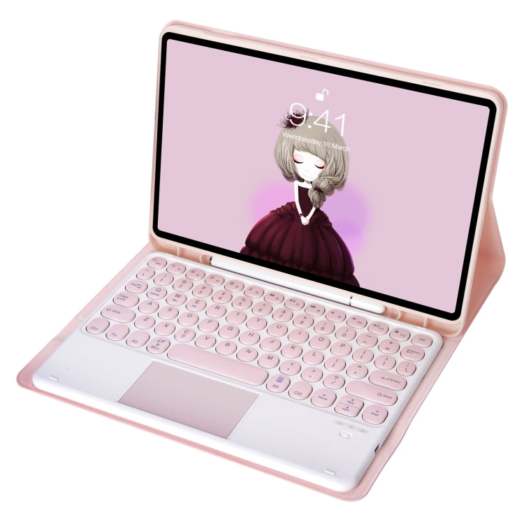 For Samsung Galaxy Tab S10 FE / S9 FE / S9 Candy Color TPU Round Keycap Touch Bluetooth Keyboard Leather Case(Pink) - Samsung Keyboard by buy2fix | Online Shopping UK | buy2fix