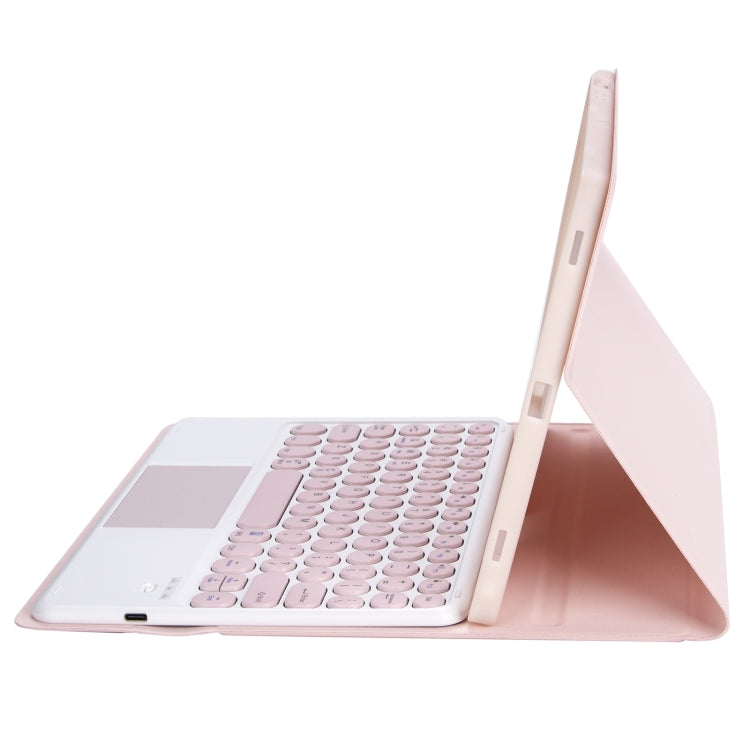 For Samsung Galaxy Tab S10 FE / S9 FE / S9 Candy Color TPU Round Keycap Touch Bluetooth Keyboard Leather Case(Pink) - Samsung Keyboard by buy2fix | Online Shopping UK | buy2fix