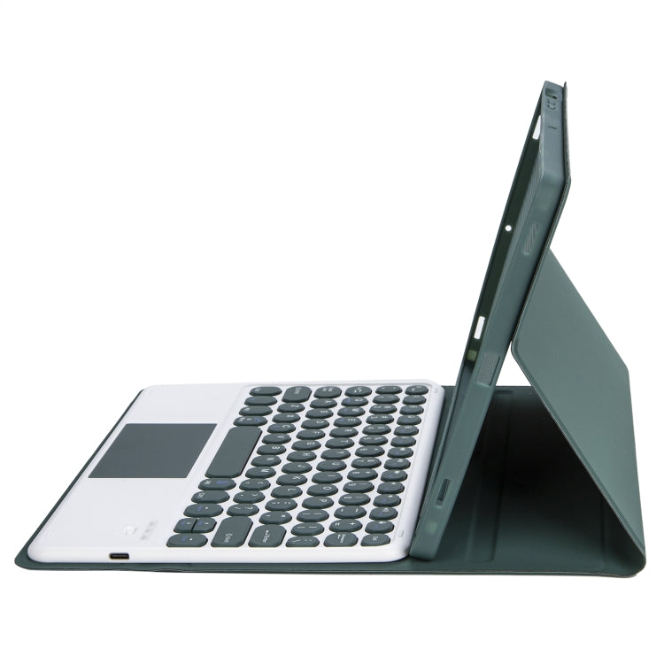 For Samsung Galaxy Tab S10 FE / S9 FE / S9 Candy Color TPU Round Keycap Touch Bluetooth Keyboard Leather Case(Dark Green) - Samsung Keyboard by buy2fix | Online Shopping UK | buy2fix