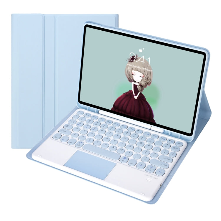 For Samsung Galaxy Tab S10 FE / S9 FE / S9 Candy Color TPU Round Keycap Touch Bluetooth Keyboard Leather Case(Ice Blue) - Samsung Keyboard by buy2fix | Online Shopping UK | buy2fix