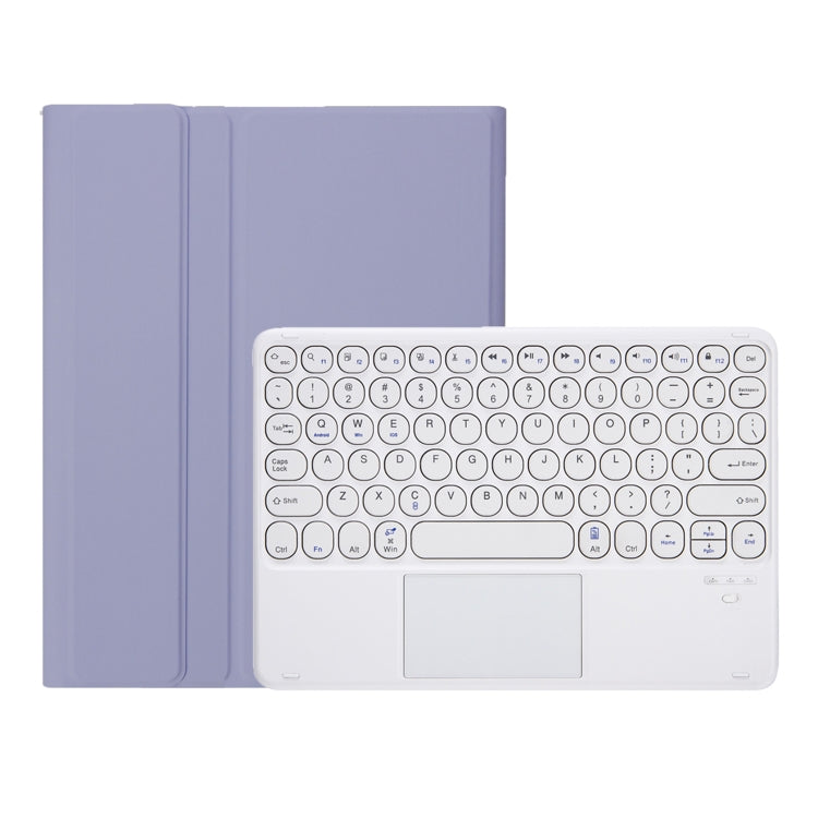 For Samsung Galaxy Tab S10 FE / S9 FE / S9 Candy Color TPU Round Keycap Touch Bluetooth Keyboard Leather Case(Purple) - Samsung Keyboard by buy2fix | Online Shopping UK | buy2fix