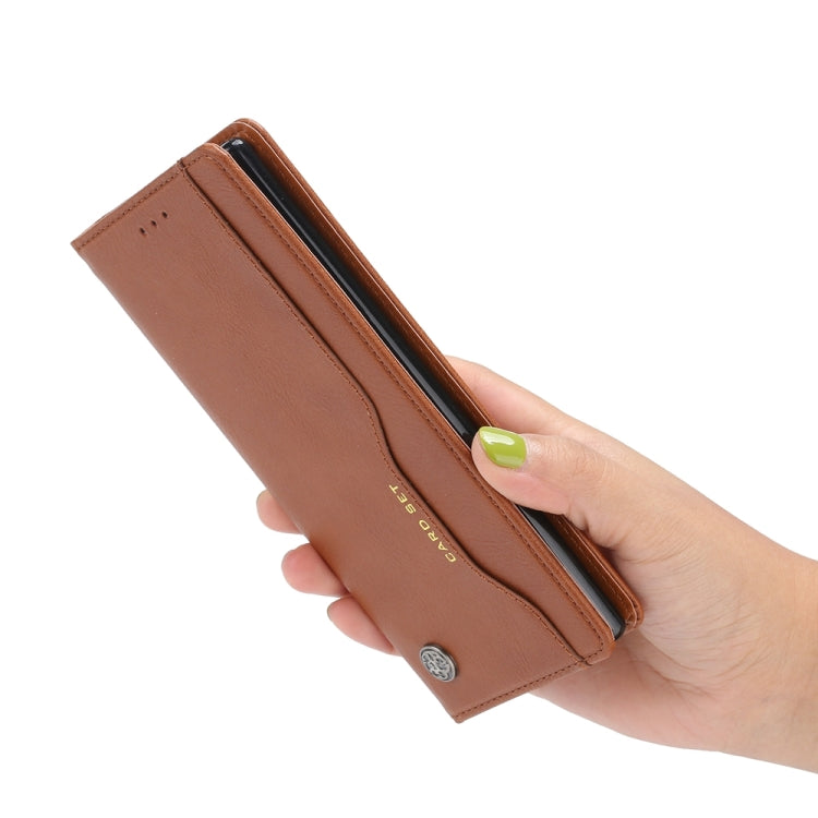 For Samsung Galaxy S25 Ultra 5G Knead Skin Texture Flip Leather Phone Case(Brown) by buy2fix