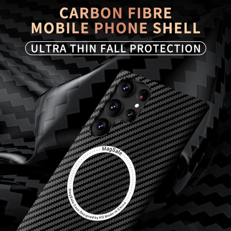 For Samsung Galaxy S25 Ultra 5G Carbon Fiber Texture MagSafe Magnetic Phone Case(Black Silver) by buy2fix