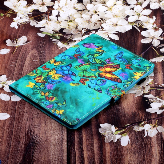 For Lenovo Tab M11/ Xiaoxin Pad 11 2024 Coloured Drawing Stitching Smart Leather Tablet Case(Green Butterfly) by buy2fix