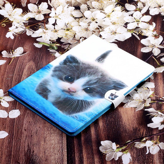 For Lenovo Tab M11/ Xiaoxin Pad 11 2024 Coloured Drawing Stitching Smart Leather Tablet Case(Blue White Cat) by buy2fix
