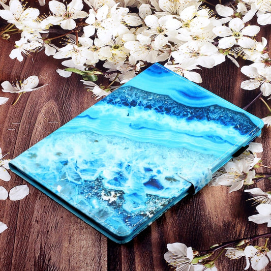 For Lenovo Tab M11/ Xiaoxin Pad 11 2024 Coloured Drawing Stitching Smart Leather Tablet Case(Blue Marble) by buy2fix