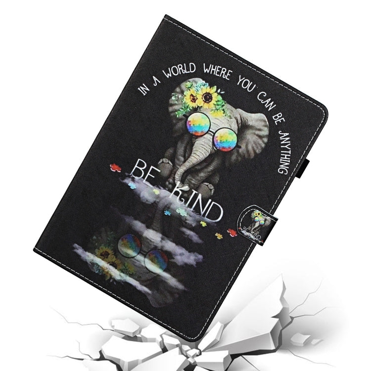 For Lenovo Tab M11/ Xiaoxin Pad 11 2024 Coloured Drawing Stitching Smart Leather Tablet Case(Glasses Elephant) by buy2fix