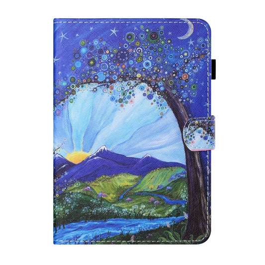 For Lenovo Tab M11/ Xiaoxin Pad 11 2024 Coloured Drawing Stitching Smart Leather Tablet Case(Sunrise and Tree) by buy2fix