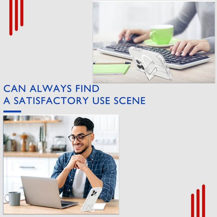 For iPhone 15 Shockproof Terminator MagSafe Phone Case with Holder(Glitter White) by buy2fix