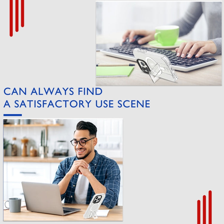 For iPhone 15 Shockproof Terminator MagSafe Phone Case with Holder(Transparent) by buy2fix