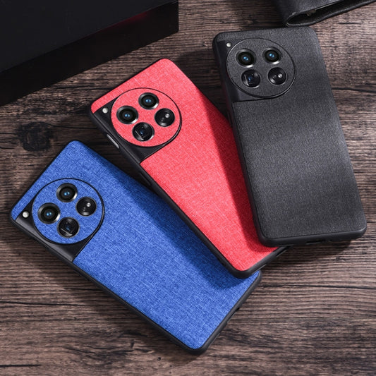 For OnePlus 12 Cloth Texture PU + TPU Phone Case(Red) by buy2fix