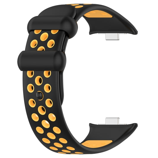 For Redmi Watch 4 Two Color Silicone Sports Watch Band(Black Yellow) by buy2fix