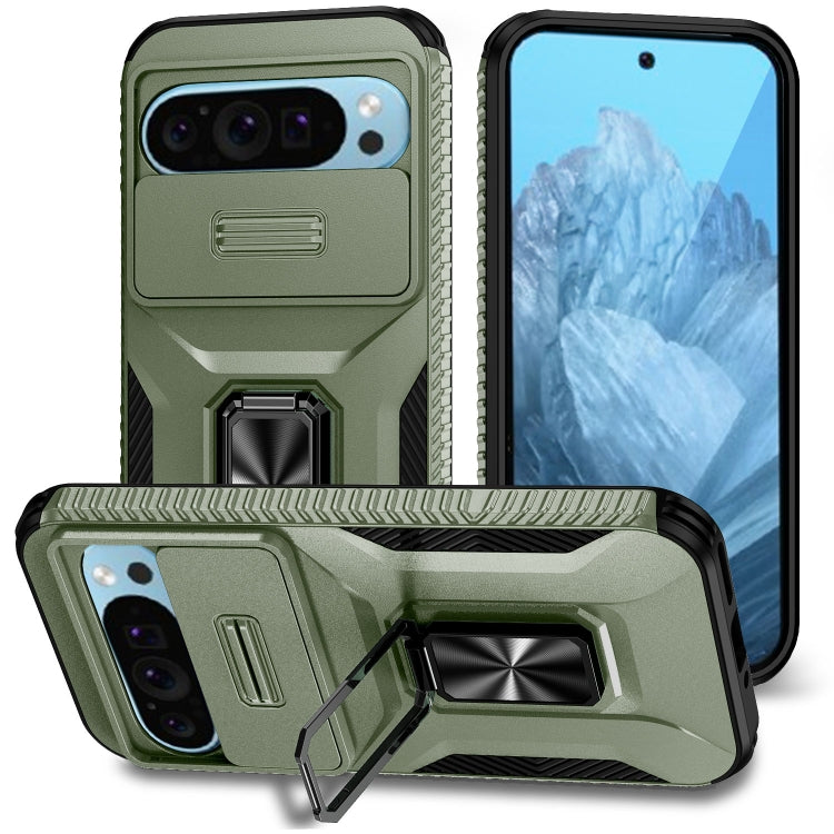 For Google Pixel 10 / 10 Pro / 9 / 9 Pro Sliding Camshield Holder Phone Case(Alpine Green) - Google Cases by buy2fix | Online Shopping UK | buy2fix