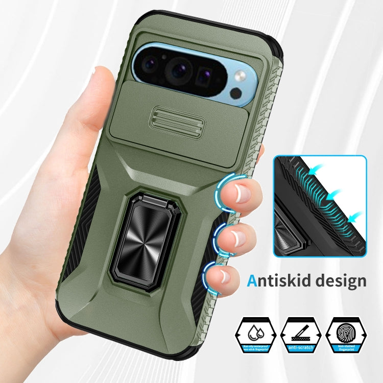 For Google Pixel 10 / 10 Pro / 9 / 9 Pro Sliding Camshield Holder Phone Case(Alpine Green) - Google Cases by buy2fix | Online Shopping UK | buy2fix