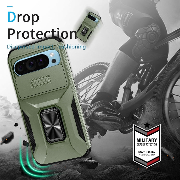 For Google Pixel 10 / 10 Pro / 9 / 9 Pro Sliding Camshield Holder Phone Case(Alpine Green) - Google Cases by buy2fix | Online Shopping UK | buy2fix