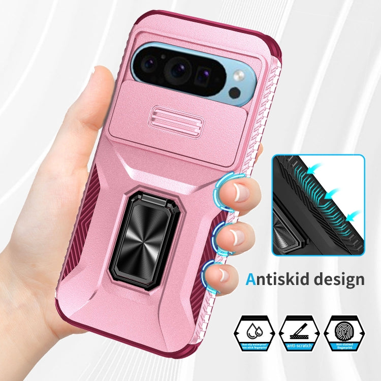 For Google Pixel 10 / 10 Pro / 9 / 9 Pro Sliding Camshield Holder Phone Case(Pink + Rose Red) - Google Cases by buy2fix | Online Shopping UK | buy2fix