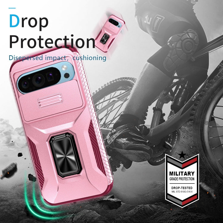 For Google Pixel 10 / 10 Pro / 9 / 9 Pro Sliding Camshield Holder Phone Case(Pink + Rose Red) - Google Cases by buy2fix | Online Shopping UK | buy2fix