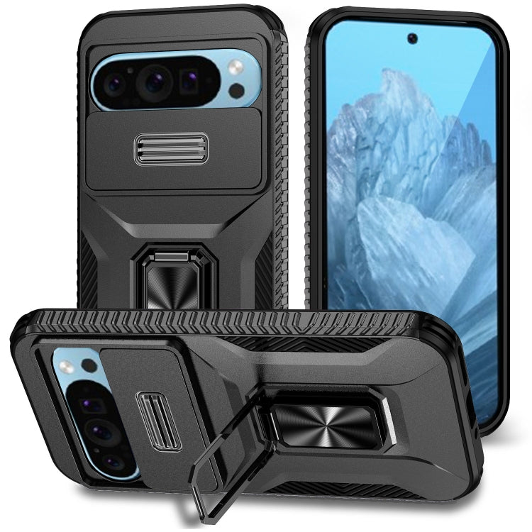 For Google Pixel 10 / 10 Pro / 9 / 9 Pro Sliding Camshield Holder Phone Case(Black) - Google Cases by buy2fix | Online Shopping UK | buy2fix