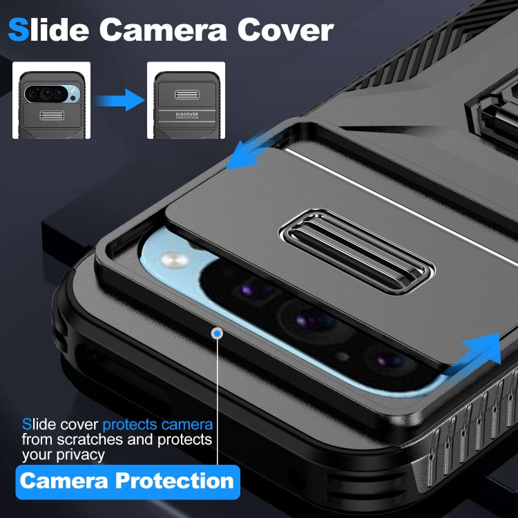 For Google Pixel 10 / 10 Pro / 9 / 9 Pro Sliding Camshield Holder Phone Case(Black) by buy2fix