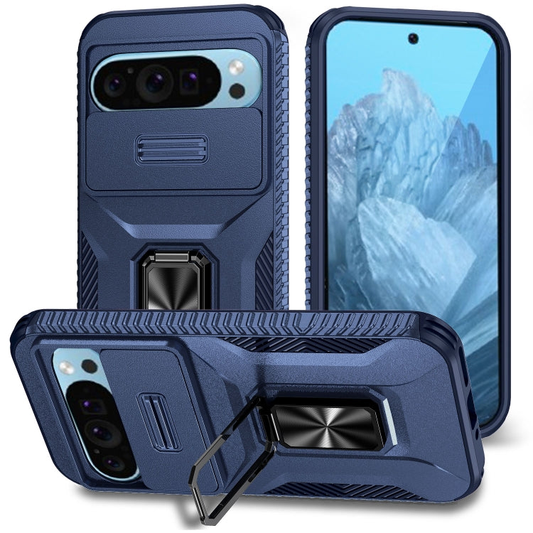 For Google Pixel 10 / 10 Pro / 9 / 9 Pro Sliding Camshield Holder Phone Case(Blue) - Google Cases by buy2fix | Online Shopping UK | buy2fix