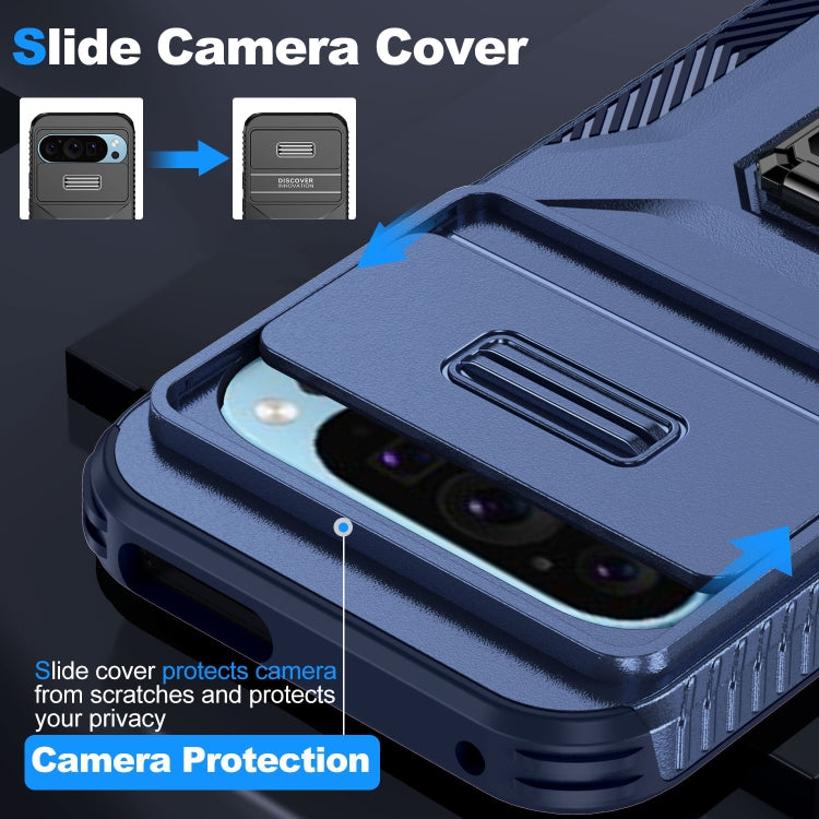 For Google Pixel 10 / 10 Pro / 9 / 9 Pro Sliding Camshield Holder Phone Case(Blue) - Google Cases by buy2fix | Online Shopping UK | buy2fix