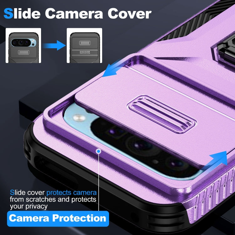 For Google Pixel 10 / 10 Pro / 9 / 9 Pro Sliding Camshield Holder Phone Case(Purple) by buy2fix