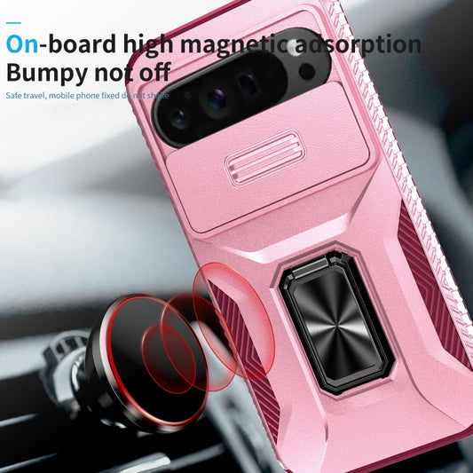 For Google Pixel 9 Pro XL Sliding Camshield Holder Phone Case(Pink + Rose Red) by buy2fix