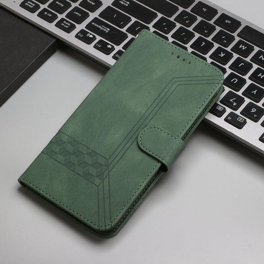 For Google Pixel 9 Pro Cubic Skin Feel Flip Leather Phone Case(Green) by buy2fix